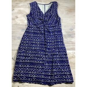 Eddie Bauer Blue And White Tank Dress Nautical Women's Medium Lacey Wavy Pattern